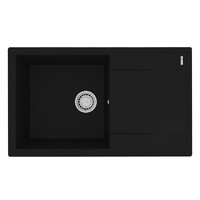 Мойка 9910031 IMANDRA 840 кухонная из кварцгранита, АНТРАЦИТ 840*500 прямоугольная с крылом 1 чаша (крепеж, сливная арматура с переливом) LEMARK