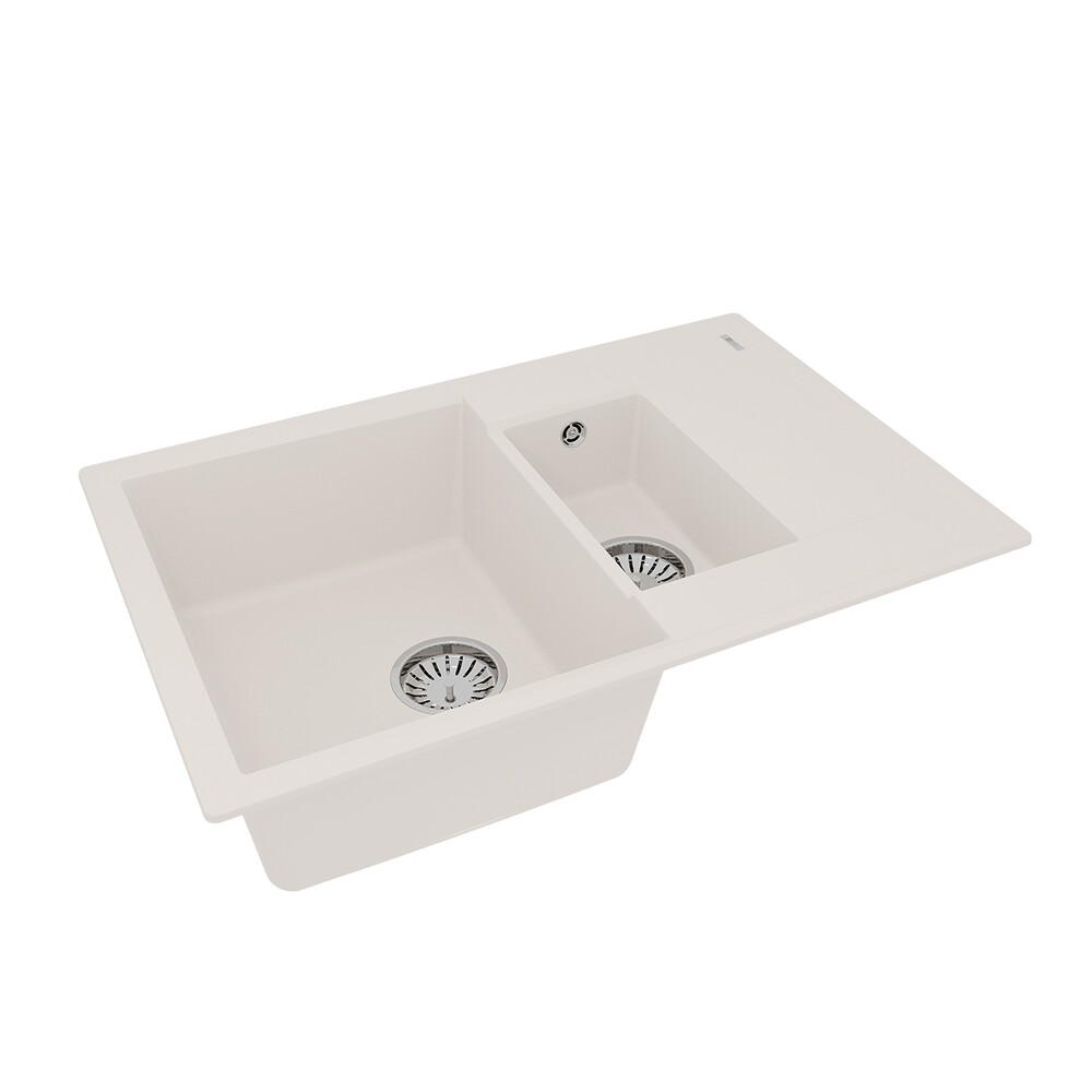 Мойка 9910040 RAMZA 760 кухонная из кварцгранита, ЖАСМИН 760*500 прямоугольная с крылом 1,5 чаши (кр