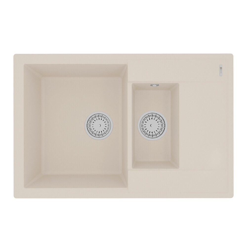 Мойка 9910042 RAMZA 760 кухонная из кварцгранита, ШАМПАНЬ 760*500 прямоугольная с крылом 1,5 чаши (к