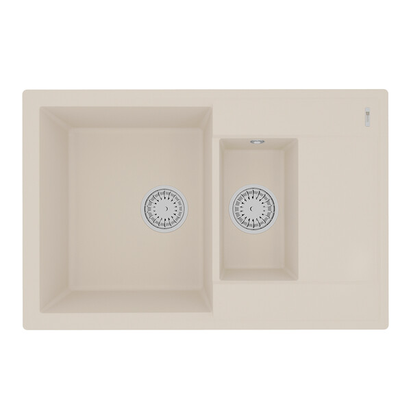 Мойка 9910042 RAMZA 760 кухонная из кварцгранита, ШАМПАНЬ 760*500 прямоугольная с крылом 1,5 чаши (к