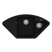 Мойка 9910043 IRKANA 980 кухонная из кварцгранита, АНТРАЦИТ 980*500 угловая с доп.чашей и крылом сле