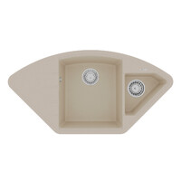 Мойка 9910044 IRKANA 980 кухонная из кварцгранита, БЕЖЕВЫЙ 980*500 угловая с доп.чашей и крылом слев
