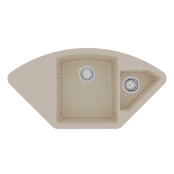 Мойка 9910044 IRKANA 980 кухонная из кварцгранита, БЕЖЕВЫЙ 980*500 угловая с доп.чашей и крылом слев