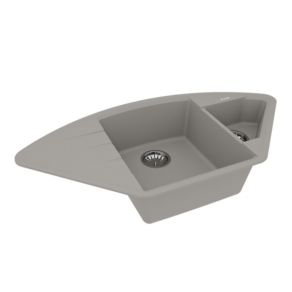 Мойка 9910045 IRKANA 980 кухонная из кварцгранита, ГРЕЙ 980*500 угловая с доп.чашей и крылом слева (