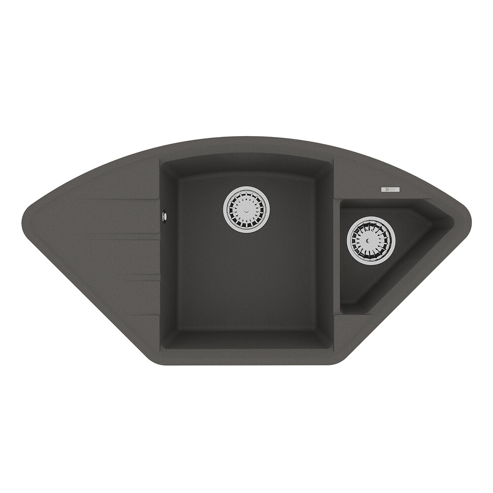 Мойка 9910047 IRKANA 980 кухонная из кварцгранита, СЕРЫЙ ШЕЛК 980*500 угловая с доп.чашей и крылом с