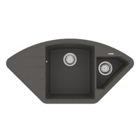 Мойка 9910047 IRKANA 980 кухонная из кварцгранита, СЕРЫЙ ШЕЛК 980*500 угловая с доп.чашей и крылом с