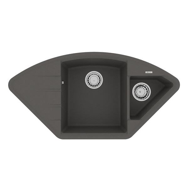 Мойка 9910047 IRKANA 980 кухонная из кварцгранита, СЕРЫЙ ШЕЛК 980*500 угловая с доп.чашей и крылом с