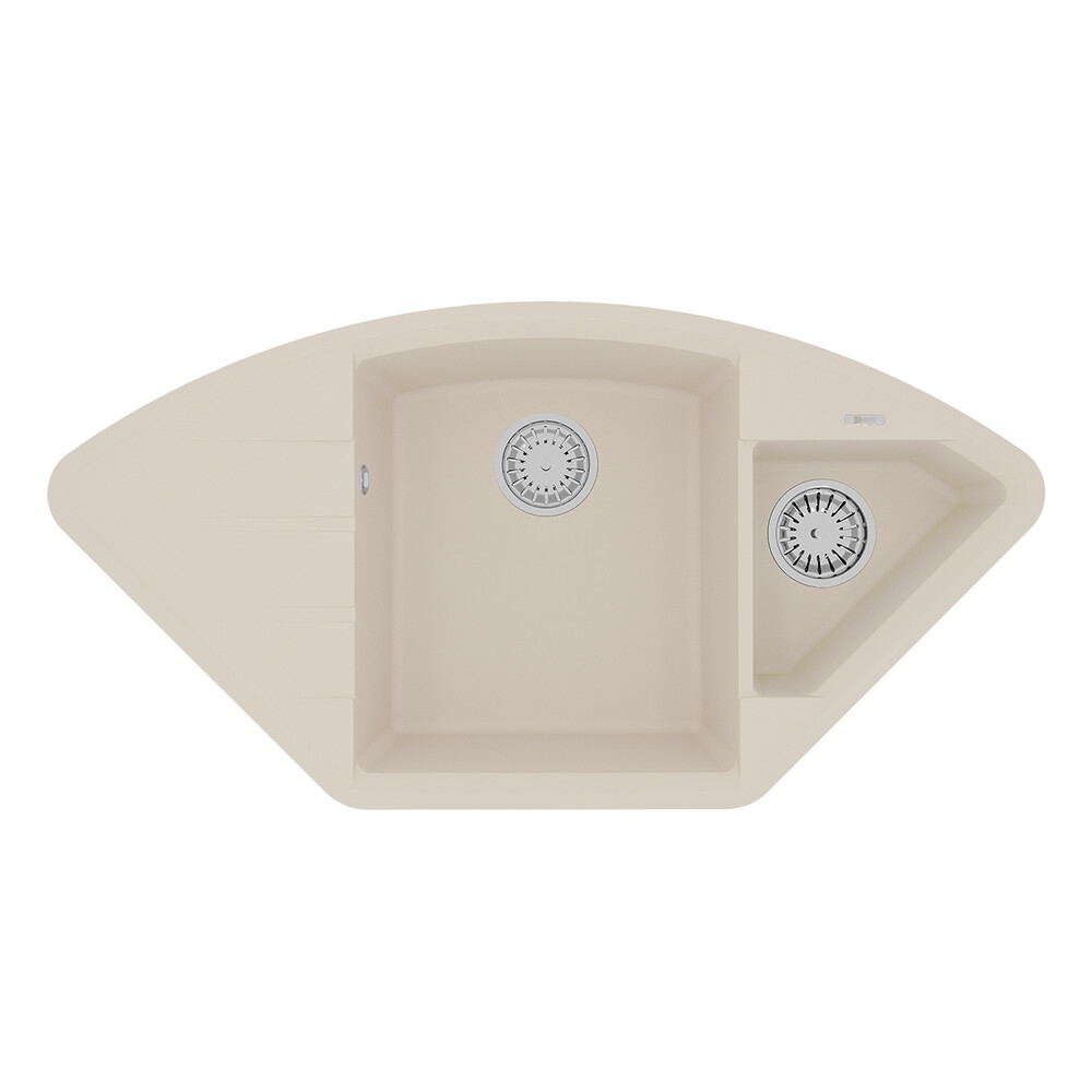 Мойка 9910048 IRKANA 980 кухонная из кварцгранита, ШАМПАНЬ 980*500 угловая с доп.чашей и крылом слев