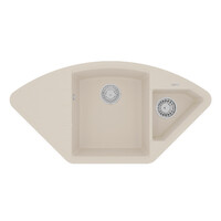 Мойка 9910048 IRKANA 980 кухонная из кварцгранита, ШАМПАНЬ 980*500 угловая с доп.чашей и крылом слев