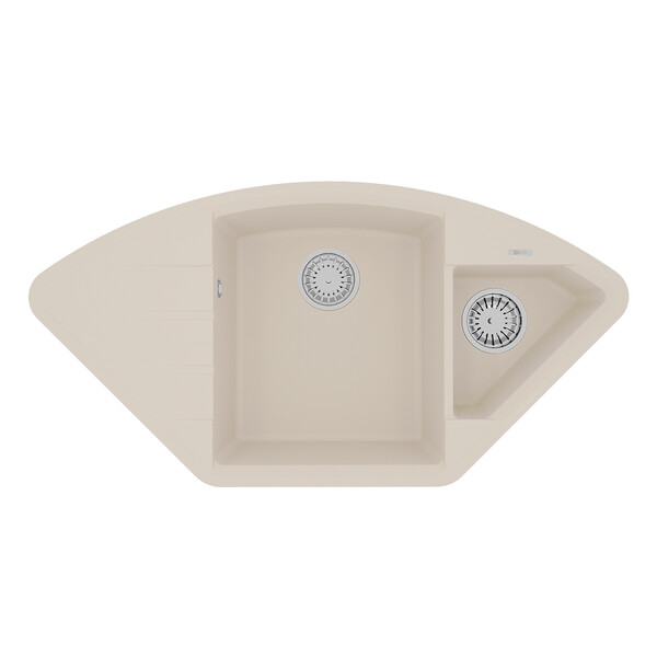 Мойка 9910048 IRKANA 980 кухонная из кварцгранита, ШАМПАНЬ 980*500 угловая с доп.чашей и крылом слев