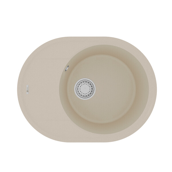 Мойка 9910050 LACHA 620 кухонная из кварцгранита, БЕЖЕВЫЙ 620*470 овальная с крылом 1 чаша (крепеж, 