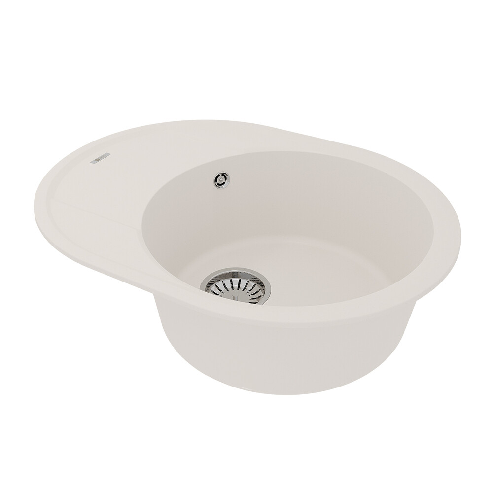 Мойка 9910052 LACHA 620 кухонная из кварцгранита, ЖАСМИН 620*470 овальная с крылом 1 чаша (крепеж, с