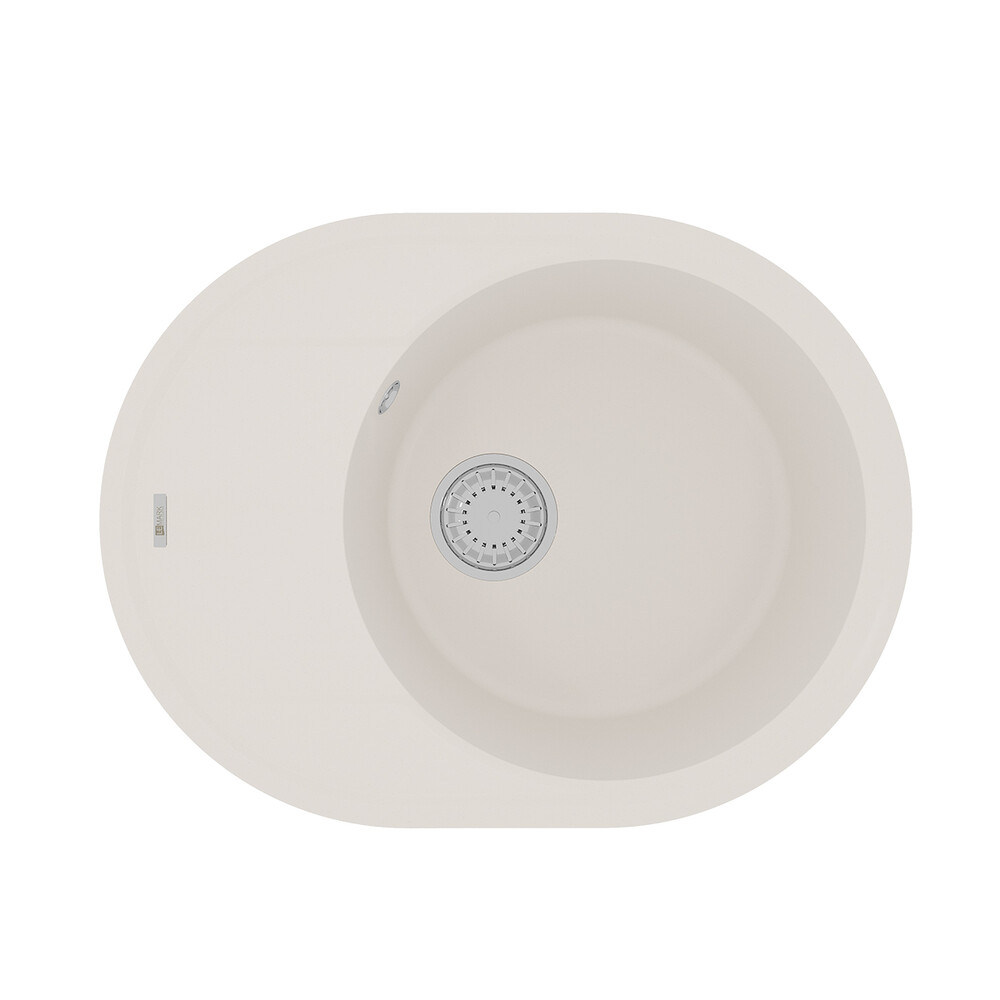 Мойка 9910052 LACHA 620 кухонная из кварцгранита, ЖАСМИН 620*470 овальная с крылом 1 чаша (крепеж, с