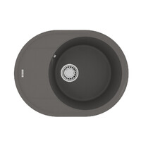 Мойка 9910053 LACHA 620 кухонная из кварцгранита, СЕРЫЙ ШЕЛК 620*470 овальная с крылом 1 чаша (крепе