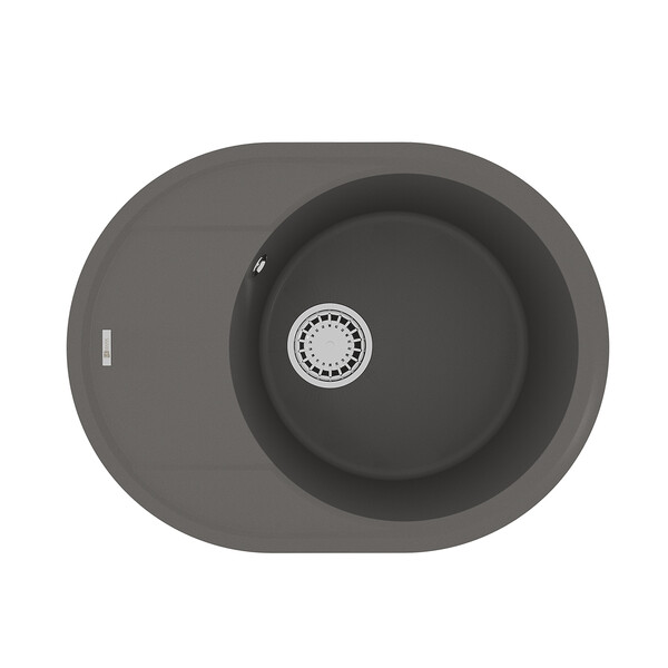 Мойка 9910053 LACHA 620 кухонная из кварцгранита, СЕРЫЙ ШЕЛК 620*470 овальная с крылом 1 чаша (крепе