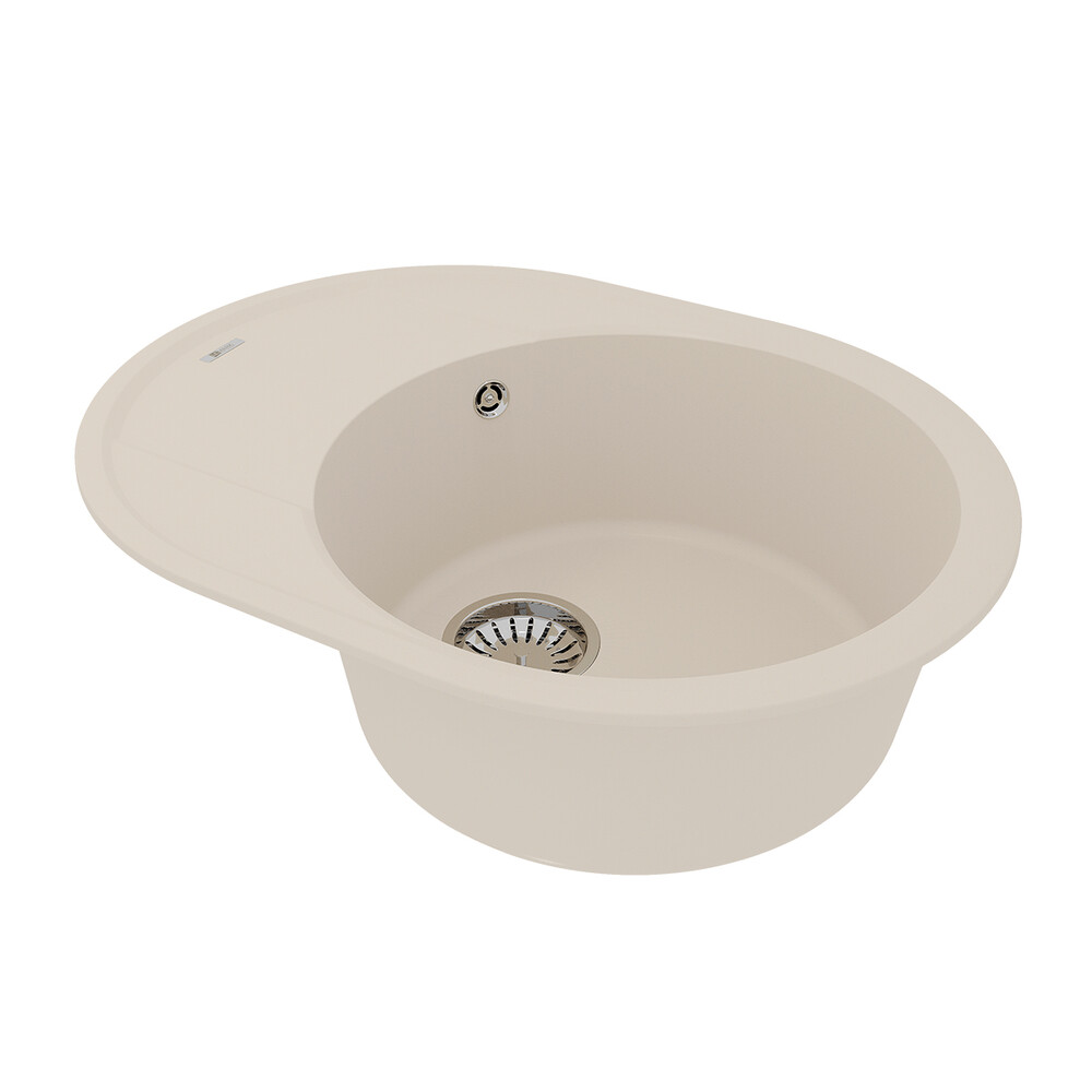 Мойка 9910054 LACHA 620 кухонная из кварцгранита, ШАМПАНЬ 620*470 овальная с крылом 1 чаша (крепеж, 