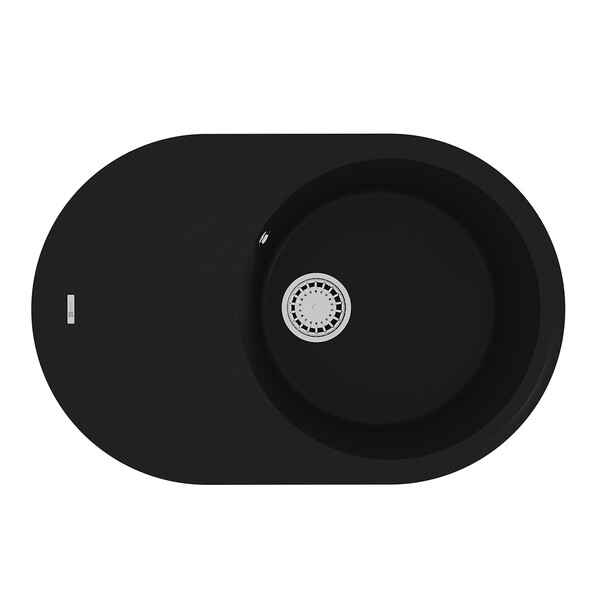 Мойка 9910055 LACHA 760 кухонная из кварцгранита, АНТРАЦИТ 760*500 овальная с крылом 1 чаша (крепеж,