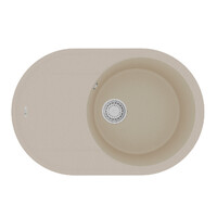 Мойка 9910056 LACHA 760 кухонная из кварцгранита, БЕЖЕВЫЙ 760*500 овальная с крылом 1 чаша (крепеж, сливная арматура с переливом) LEMARK