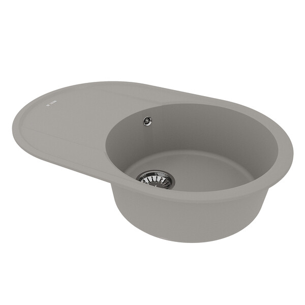Мойка 9910057 LACHA 760 кухонная из кварцгранита, ГРЕЙ 760*500 овальная с крылом 1 чаша (крепеж, сли