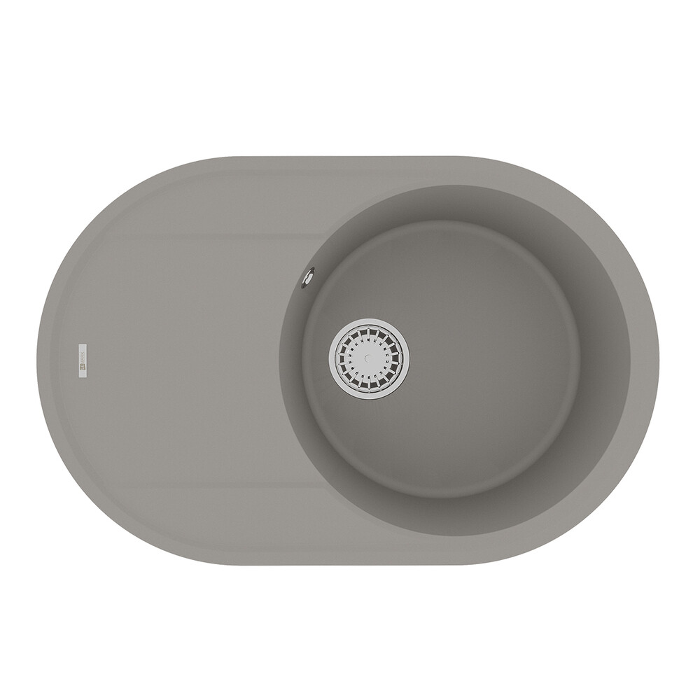 Мойка 9910057 LACHA 760 кухонная из кварцгранита, ГРЕЙ 760*500 овальная с крылом 1 чаша (крепеж, сли