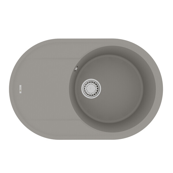 Мойка 9910057 LACHA 760 кухонная из кварцгранита, ГРЕЙ 760*500 овальная с крылом 1 чаша (крепеж, сли