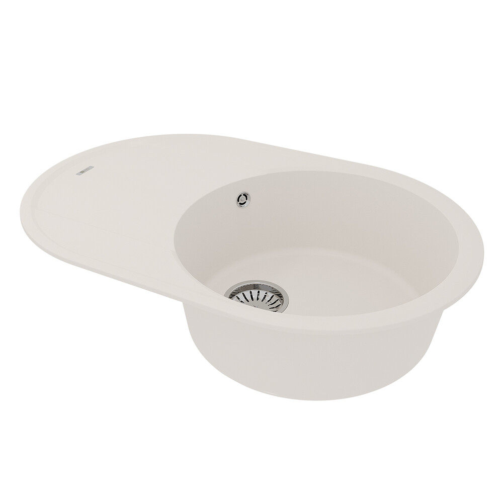 Мойка 9910058 LACHA 760 кухонная из кварцгранита, ЖАСМИН 760*500 овальная с крылом 1 чаша (крепеж, с