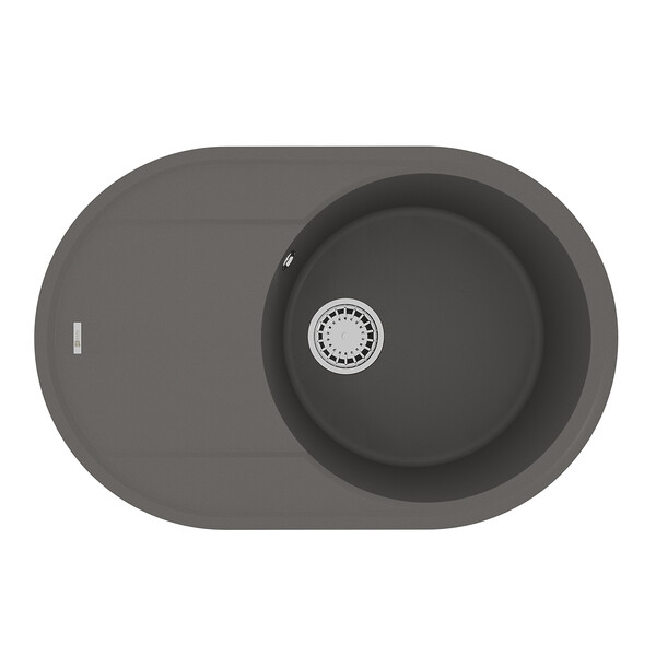 Мойка 9910059 LACHA 760 кухонная из кварцгранита, СЕРЫЙ ШЕЛК 760*500 овальная с крылом 1 чаша (крепе