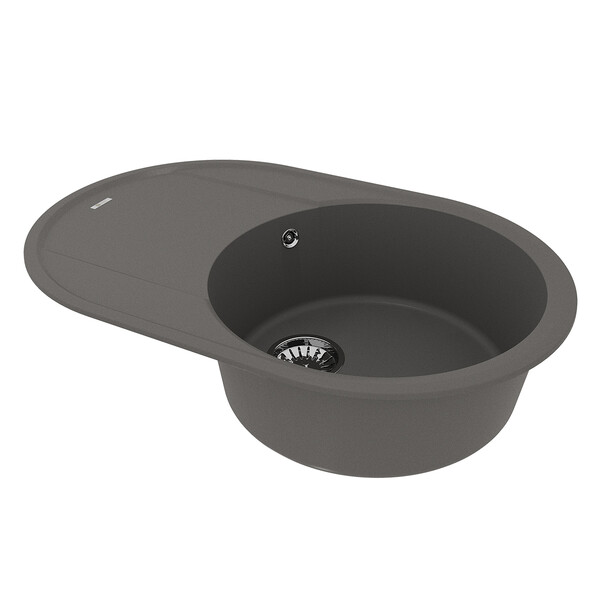 Мойка 9910059 LACHA 760 кухонная из кварцгранита, СЕРЫЙ ШЕЛК 760*500 овальная с крылом 1 чаша (крепе