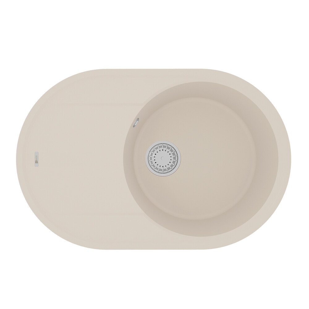 Мойка 9910060 LACHA 760 кухонная из кварцгранита, ШАМПАНЬ 760*500 овальная с крылом 1 чаша (крепеж, 