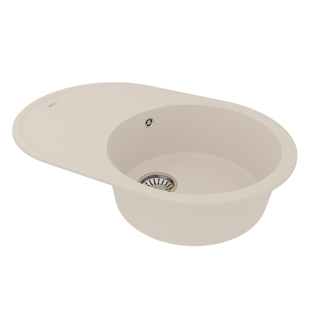 Мойка 9910060 LACHA 760 кухонная из кварцгранита, ШАМПАНЬ 760*500 овальная с крылом 1 чаша (крепеж, 