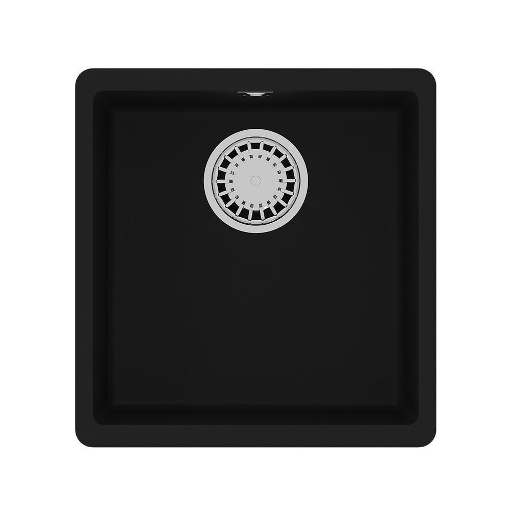 Мойка 9910061 SINARA 400-U кухонная подстольная из кварцгранита, АНТРАЦИТ 400*420 прямоугольная 1 чаша (крепеж, сливная арматура с переливом) LEMARK