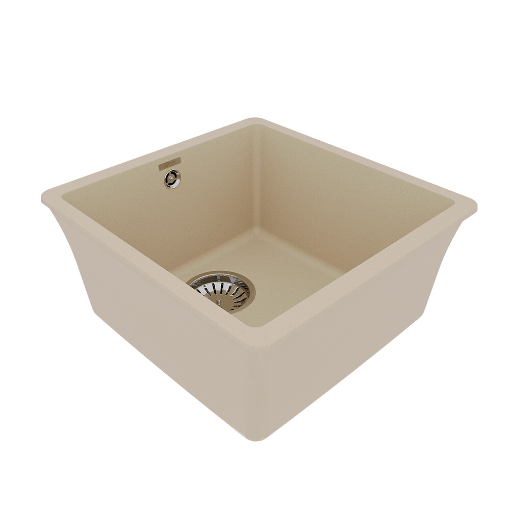 Мойка 9910062 SINARA 400-U кухонная подстольная из кварцгранита, БЕЖЕВЫЙ 400*420 прямоугольная 1 чаш