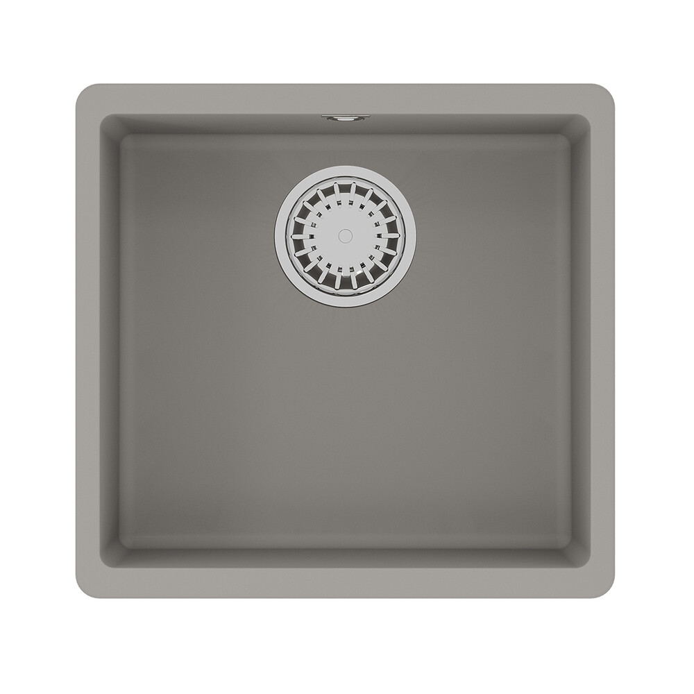 Мойка 9910069 SINARA 440-U кухонная подстольная из кварцгранита, ГРЕЙ 440*420 прямоугольная 1 чаша (крепеж, сливная арматура с переливом) LEMARK
