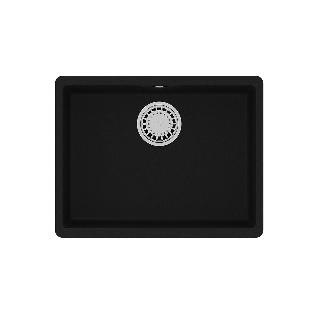 Мойка 9910073 SINARA 540-U кухонная подстольная из кварцгранита, АНТРАЦИТ 540*420 прямоугольная 1 чаша (крепеж, сливная арматура с переливом) LEMARK