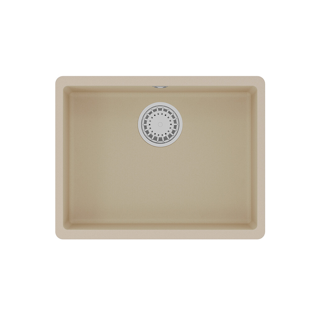 Мойка 9910074 SINARA 540-U кухонная подстольная из кварцгранита, БЕЖЕВЫЙ 540*420 прямоугольная 1 чаш