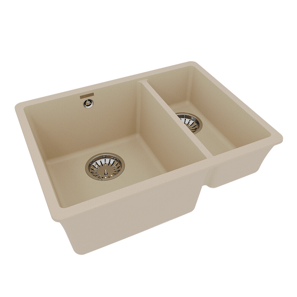 Мойка 9910080 SINARA 550.2-U кухонная подстольная из кварцгранита, БЕЖЕВЫЙ 550*420 прямоугольная 1,5