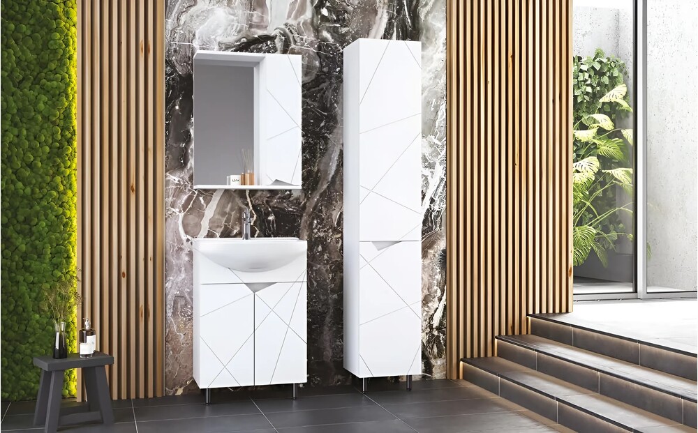 Пенал SANTREK HOME "Джой-35" (Белый глянец) 2 двери Правый 350х1872х320