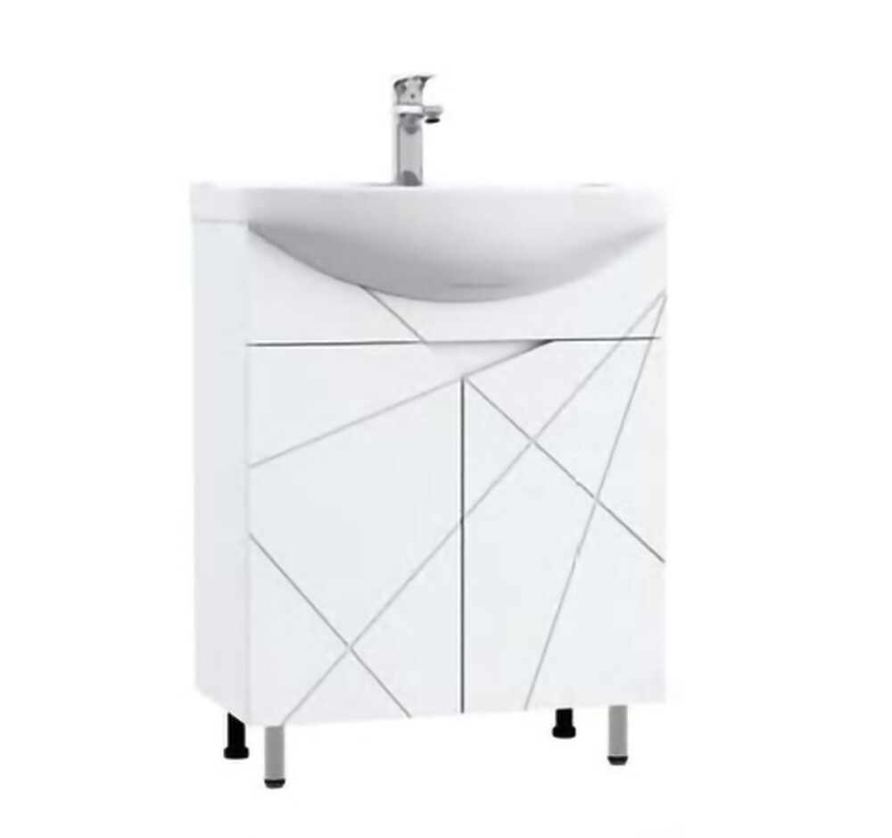 Подстолье SANTREK HOME "Джой-50" (Белый глянец) 2 двери под умывальник "Ладога-50" 470х800х282