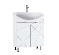 Подстолье SANTREK HOME "Джой-50" (Белый глянец) 2 двери под умывальник "Ладога-50" 470х800х282