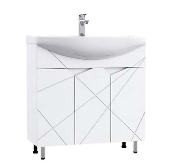 Подстолье SANTREK HOME "Джой-80" (Белый глянец) 3 двери под умывальник "SANTREK AQUA Sink 80" 798х800х448
