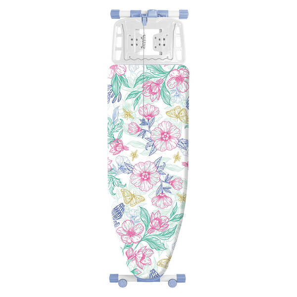 Гладильная доска "Валенсия 2" р-р 154х46см (металл с отверстиями, подрукавник, полка, колеса на опорах) НВ2