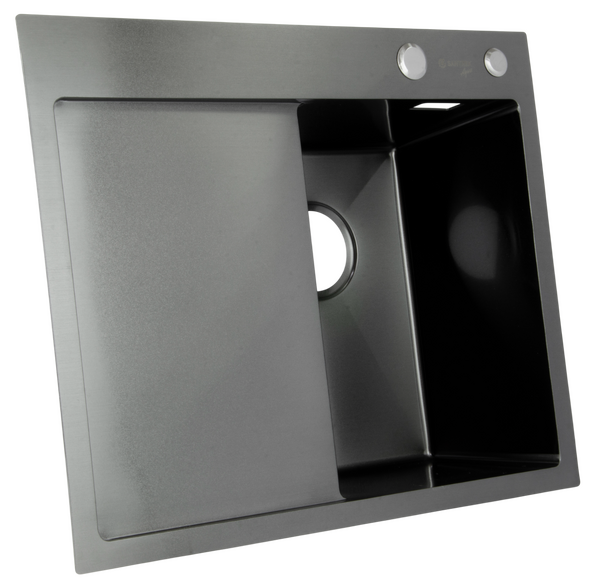 Мойка нерж врезная SANTREK AQUA PRO 600х500х220 т 3,0 ГРАФИТ D6050HRB правая (+ сифон + дозатор) + КОЛАНДЕР 440х220 В ПОДАРОК_ АКЦИЯ !!!