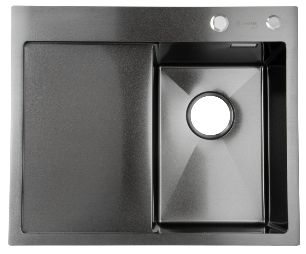 Мойка нерж врезная SANTREK AQUA PRO 600х500х220 т 3,0 ГРАФИТ D6050HRB правая (+ сифон + дозатор) + КОЛАНДЕР 440х220 В ПОДАРОК_ АКЦИЯ !!!