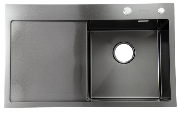 Мойка нерж врезная SANTREK AQUA PRO 780х480х220 т 3,0 ГРАФИТ D7848HRB правая (+ сифон+дозатор) + КОЛАНДЕР 420х220 В ПОДАРОК!!!