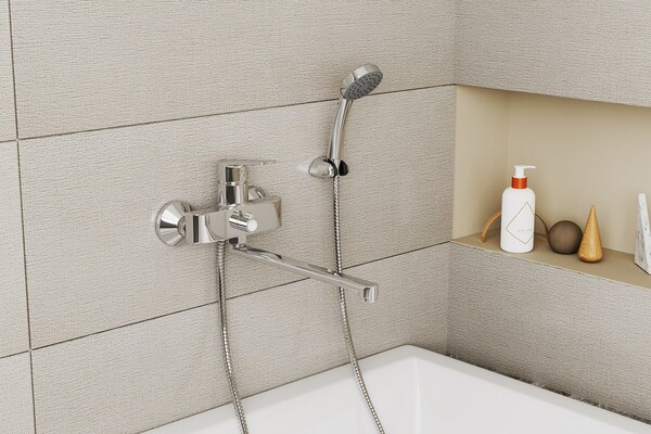 Смеситель для ванны с длинным поворотным изливом  RUSH Balearic (BA3935-51) ,(хром)