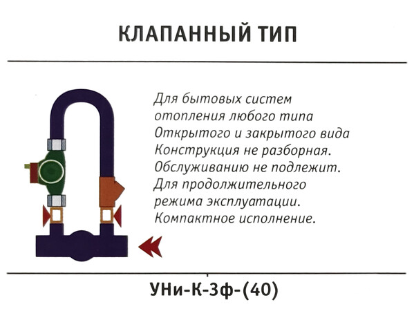 Узел насосный клапанный "УНи-К-3ф-(40)" для систем всех типов