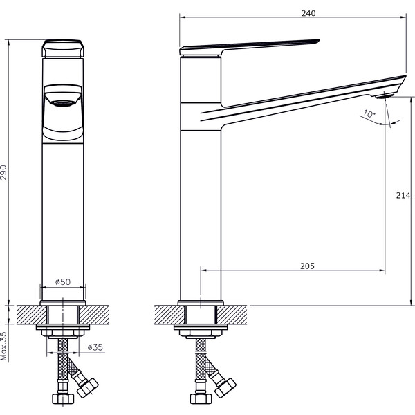 Смеситель для кухонной мойки  RUSH Bering (BE5535-22), (хром)