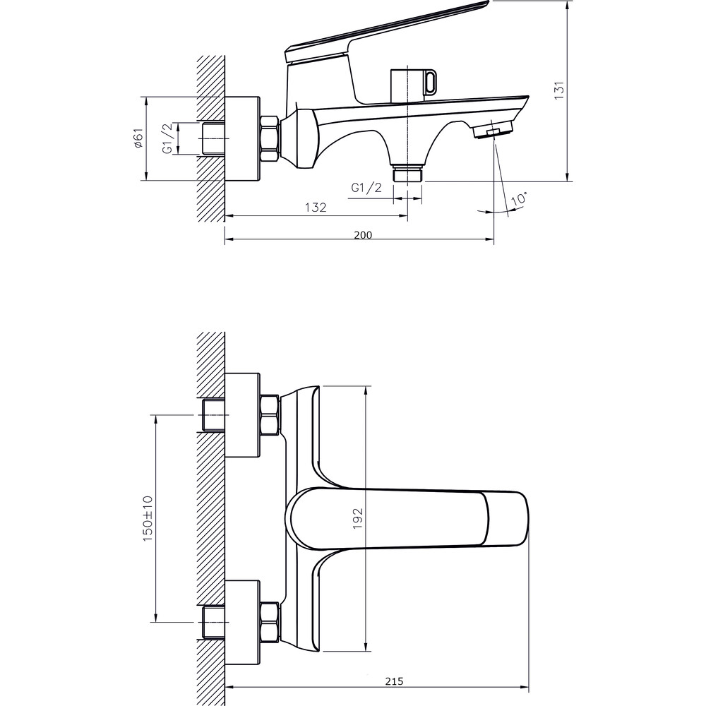 Смеситель для ванны с коротким изливом RUSH Bering (BE5535-44), (хром)