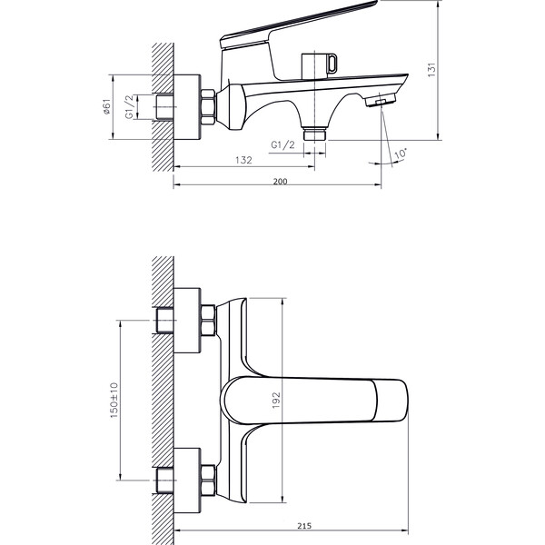 Смеситель для ванны с коротким изливом RUSH Bering (BE5535-44), (хром)
