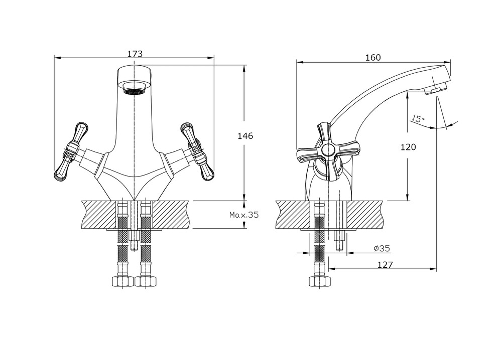 Смеситель для раковины RUSH Bianki (BI7650-11), (хром)